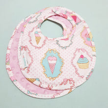 Dreamy Cupcakes Reversible Curved Droolpads and Bib Set-Droolpads-My Babblings-Pink Minky-Dreamy Cupcakes Bib only-My Babblings™