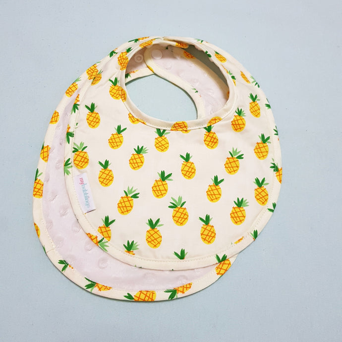 Lucky Pineapples Reversible Curved Droolpads and Bib Set-Droolpads-My Babblings-Lucky Pineapples Bib only-My Babblings™