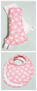 Pink Mochi Rabbit Reversible Curved Droolpads and Bib Set-Droolpads-My Babblings-Pink Mochi Rabbit Droolpads and Bib Matching Set-My Babblings™