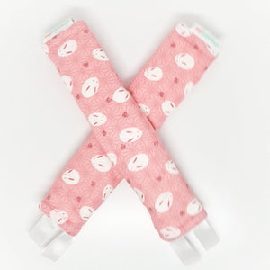 Stroller Strap Protectors-Stroller Protectors-My Babblings™-Pink Mochi Rabbit with white Minky-My Babblings™