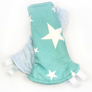 Shining Stars Reversible Curved Droolpads and Bib Set-Droolpads-My Babblings-Light Blue Minky-Shining Stars Droolpads only-My Babblings™
