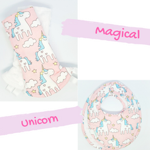 Magical Unicorn Reversible Curved Droolpads and Bib Set-Droolpads-My Babblings-White Minky-Magical Unicorn Droolpads and Bib Matching Set-My Babblings™