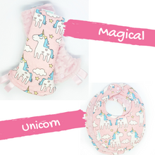 Magical Unicorn Reversible Curved Droolpads and Bib Set-Droolpads-My Babblings-Light Pink Minky-Magical Unicorn Droolpads and Bib Matching Set-My Babblings™