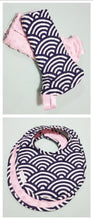 Oceanic Waves Reversible Curved Droolpads and Bib Set-Droolpads-My Babblings-Pink Minky-Oceanic Waves Droolpads and Bib Matching Set-My Babblings™