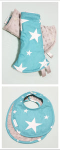 Shining Stars Reversible Curved Droolpads and Bib Set-Droolpads-My Babblings-Grey Minky-Shining Stars Droolpads and Bib Matching Set-My Babblings™