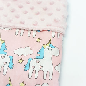 Reversible Minky Blanket (5 designs)-Baby Blanket-My Babblings™-S (70x100cm)-Magical Unicorn with light pink Minky-My Babblings™
