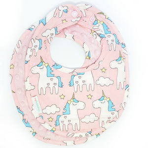 Magical Unicorn Reversible Curved Droolpads and Bib Set-Droolpads-My Babblings-Light Pink Minky-Magical Unicorn Bib only-My Babblings™