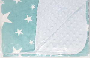 Reversible Minky Blanket (5 designs)-Baby Blanket-My Babblings™-S (70x100cm)-Shining Star with light blue Minky-My Babblings™