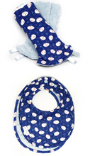 Blue Mochi Rabbit Reversible Curved Droolpads and Bib Set-Droolpads-My Babblings-Blue Mochi Rabbit Droolpads and Bib Matching Set-My Babblings™