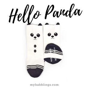 New Animal Knee High Socks with Ears-Baby Socks-My Babblings-Baby Size-Hello Panda-My Babblings™