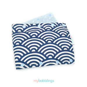 Stroller Bumper Protector-Stroller Protectors-My Babblings™-Oceanic Waves with light blue Minky-My Babblings™