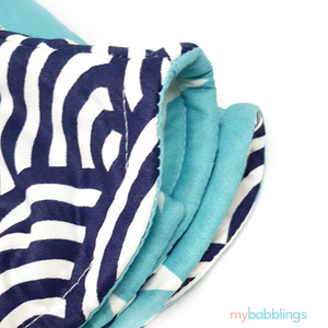 Double Prints Reversible Curved Droolpads-Droolpads-My Babblings-Blue Double Prints (Oceanic waves and Shining Stars Print)-My Babblings™