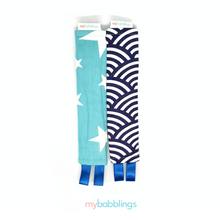 Stroller Strap Protectors-Stroller Protectors-My Babblings™-Blue Double Prints (Oceanic waves and Shining Stars Print)-My Babblings™