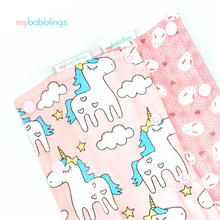 Double Prints Reversible Curved Droolpads-Droolpads-My Babblings-Pink Double Prints (Magical Unicorn and Mochi Rabbit)-My Babblings™