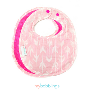 Hot Pink Arrows Reversible Curved Droolpads and Bib Set