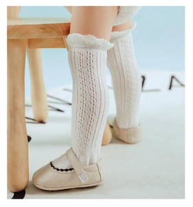 Knee High White Eyelet Lace Socks-Baby Socks-My Babblings™-My Babblings™
