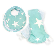 Shining Stars Reversible Curved Droolpads and Bib Set-Droolpads-My Babblings-Light Blue Minky-Shining Stars Droolpads and Bib Matching Set-My Babblings™