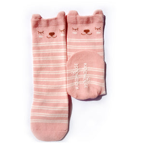 Animal Knee High Socks with Ears-Baby Socks-My Babblings-Baby Size-Cherie Bearie (Pink Stripes)-My Babblings™